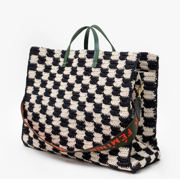 Clare V Summer Simple Tote Crochet Checkers - Picture 1 of 8